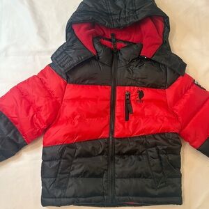 U.S. Polo Assn. Boys 4T Red and Black Kids Puffer Jacket